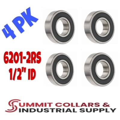 [Qty.4] New 6201-2RS-1/2 Deep Groove Radial Ball Bearing [1/2in x 32mm x 10mm]