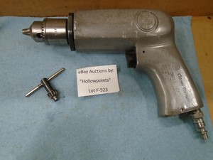 CP Chicago Pneumatic Air Drill Model CP 7c w/ 3/8" Jacobs Chuck 1800 RPM  F523