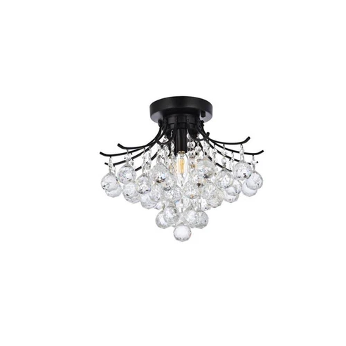 Elegant Lighting Toureg 16" Metal and Crystal Flush Mount in Black - Picture 4 of 8