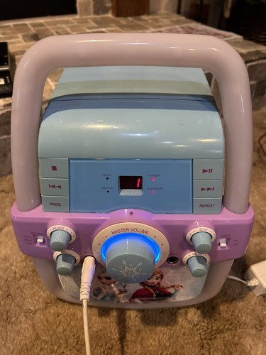 DISNEY FROZEN KARAOKE MACHINE CD PLAYER WITH Lights, Microphone, - Picture 10 of 14