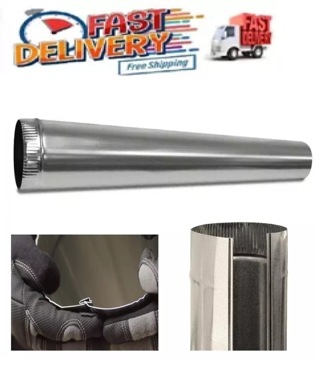 Length Round Duct Pipe 30-Gauge Galvanized Steel Dia