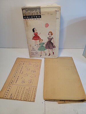 Butterick Printed Pattern 7421 Girls Dress .35c Vintage '60's Uncut