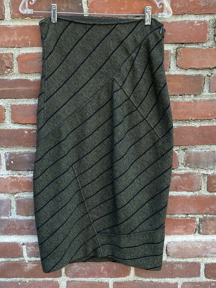 Azzedine Alaia Wool Knit Asymmetric Classic Pencil Skirt Made in Italy EUC Med - Image 3 of 4