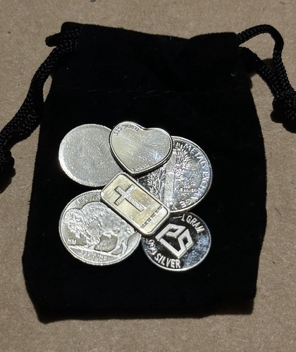 12.3 Grams Of Mixed Fractional .999 Silver Bars/Rounds In A Velvet Pouch - Picture 8 of 8