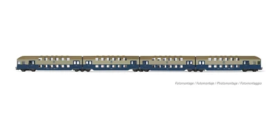 Rivarossi HR4371 Spur HO DR zweistöckiges Reisezugwagen-Set blau/grau (4) IV - Bild 1 von 2