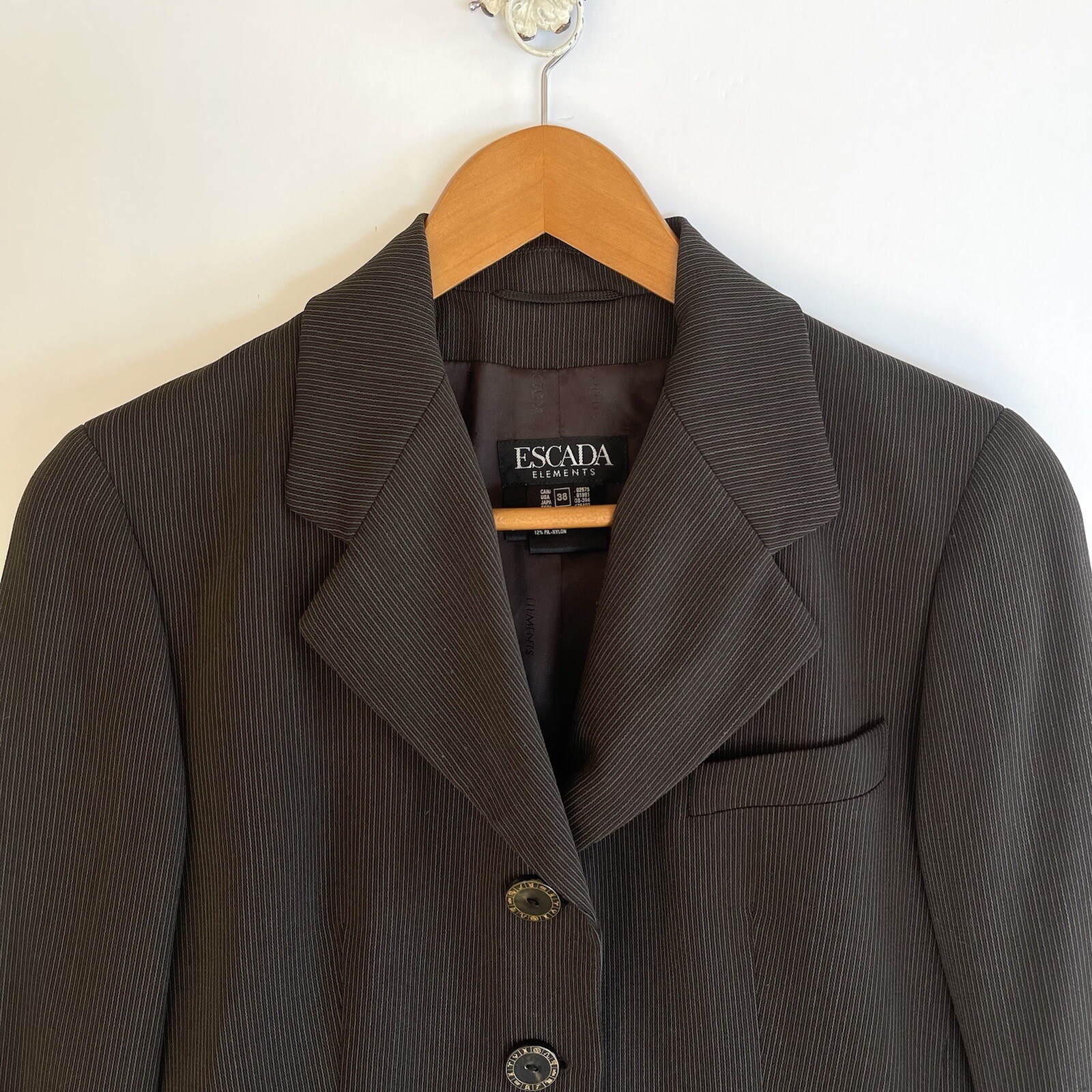 ESCADA ELEMENTS Wool Striped Blazer Jacket Brown … - image 2