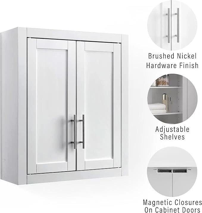 Crosley Savannah壁挂式浴室药柜带置物架,白色 — 第 3/4 张图片