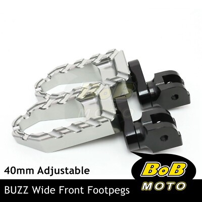 BUZZ 40mm Lower TITANIUM Front Wide Footpegs For Kawasaki Z125 16