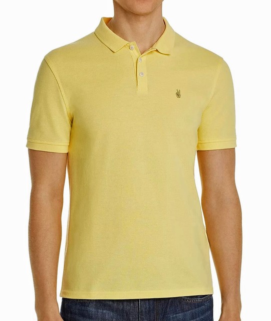 John Varvatos Men's Short Sleeve Peace Sign Polo Shirt Pique Cotton Lemon Rind | eBay