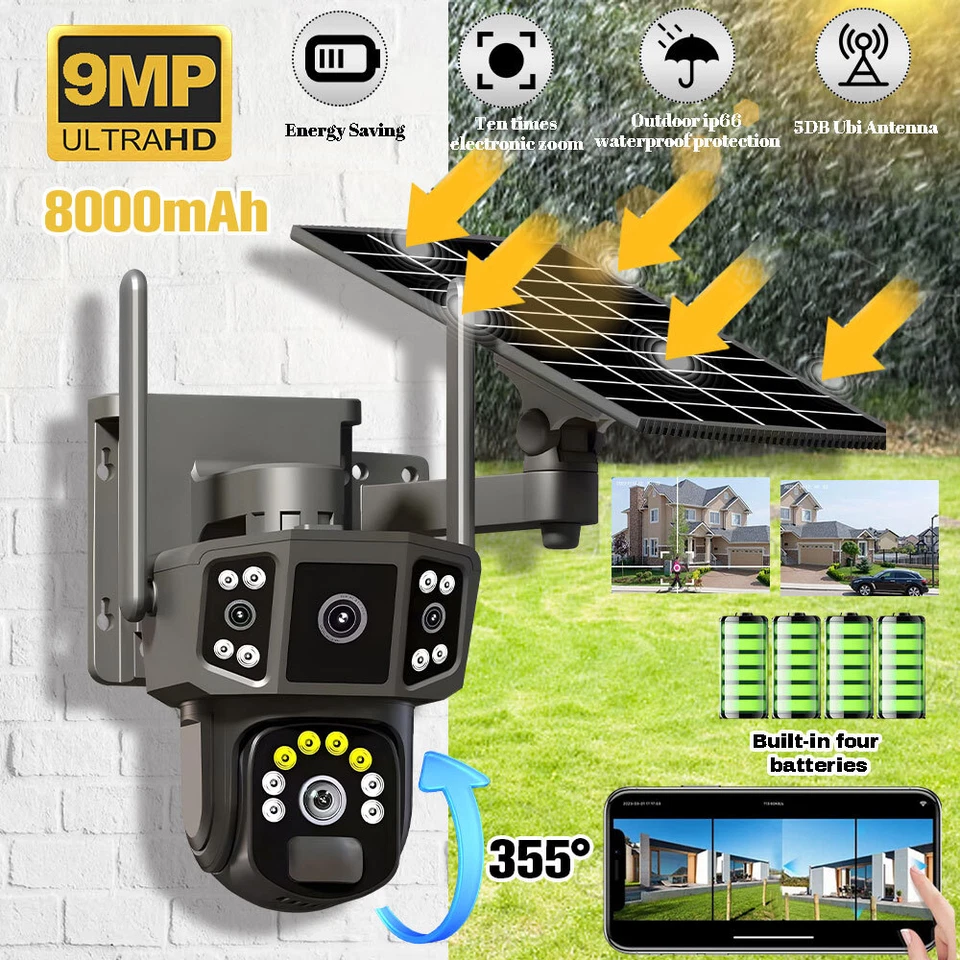 Cámaras De Seguridad Solar Exterior 4K Wifi Inalambrica CCTV Con Visión nocturna Foto 2 de 4