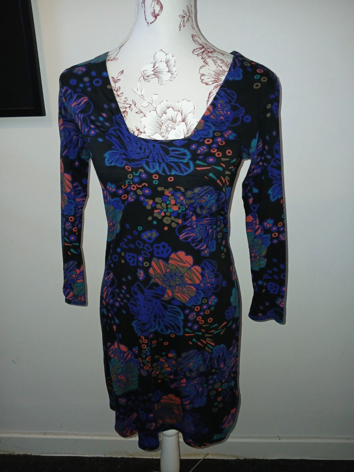 Fat Face Black/Multi Abstract pattern Cotton jers… - image 1