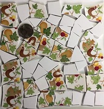 Broken China Mosaic Tile Arts and Craft Supplies - Chicken  Leaf Tiles A653