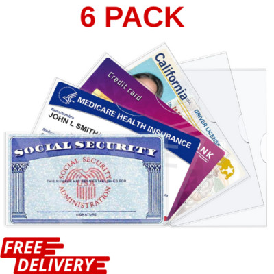 6 Pack Social Security Card Protector Sleeves/New 3.8*2.32*0.02, Clear ...