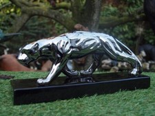 Hai 40cm Deko Figur Jaguar 31cm silber Skulptur glänzend Wohnraum Deko Neuheit