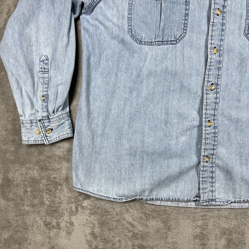 High Sierra Light Blue Denim Wash Long Sleeve Button Up Collared Shirt Men’s XL - Picture 3 of 13