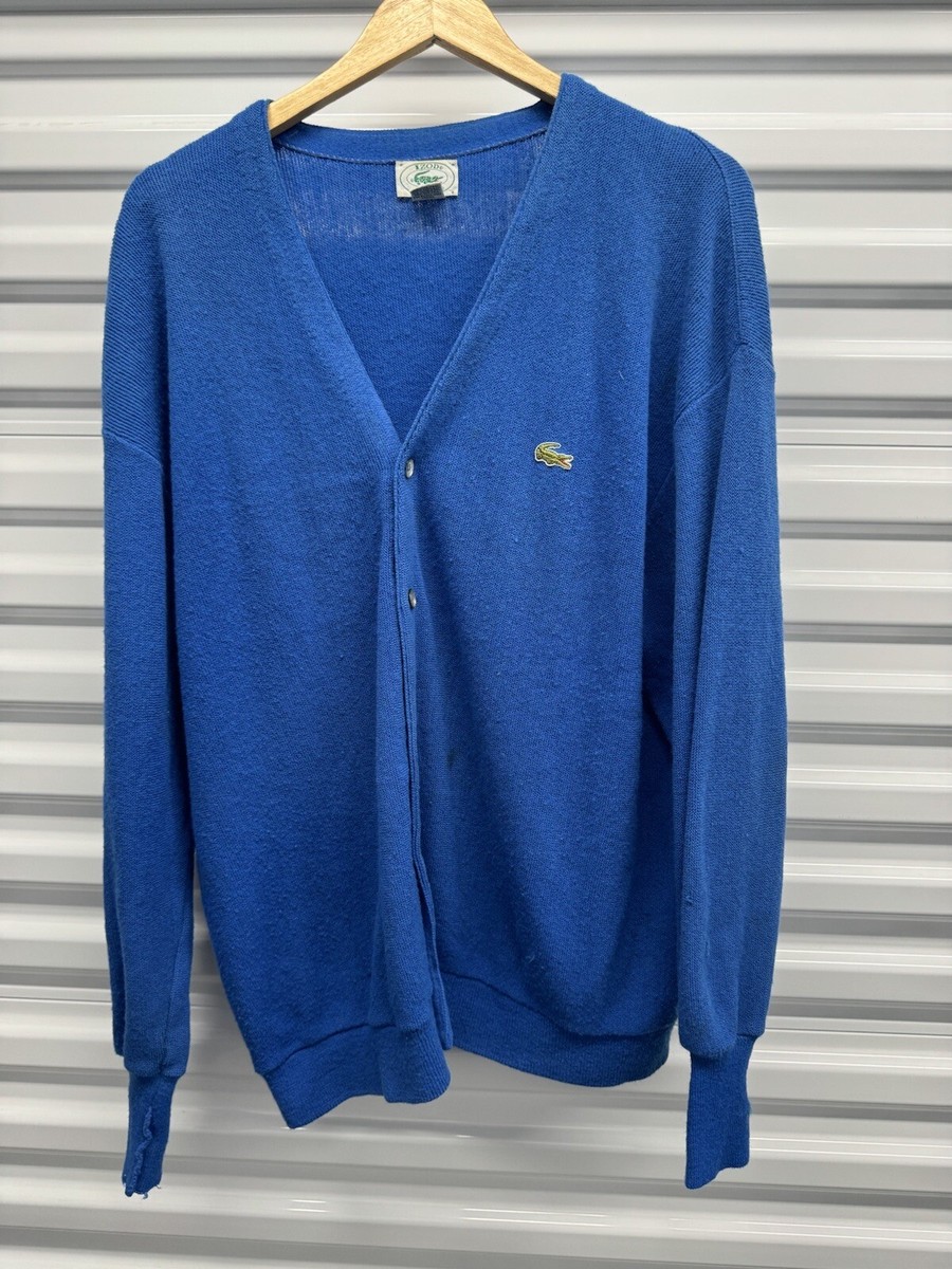Vintage Chemise Lacoste Knitted Sweater V Neck Men's XLarge Blu