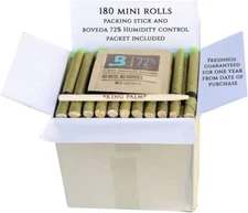 King Palm | Mini Size | Natural | Organic Prerolled Palm Leafs | 180 Rolls