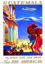 Guatemala Airplane Central Latin America American Travel Advertisement Poster