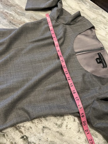 Ralph Lauren 12 Black Label Gray Dress Wool Elastane 3/4 Sleeve Back Zip - Picture 5 of 12