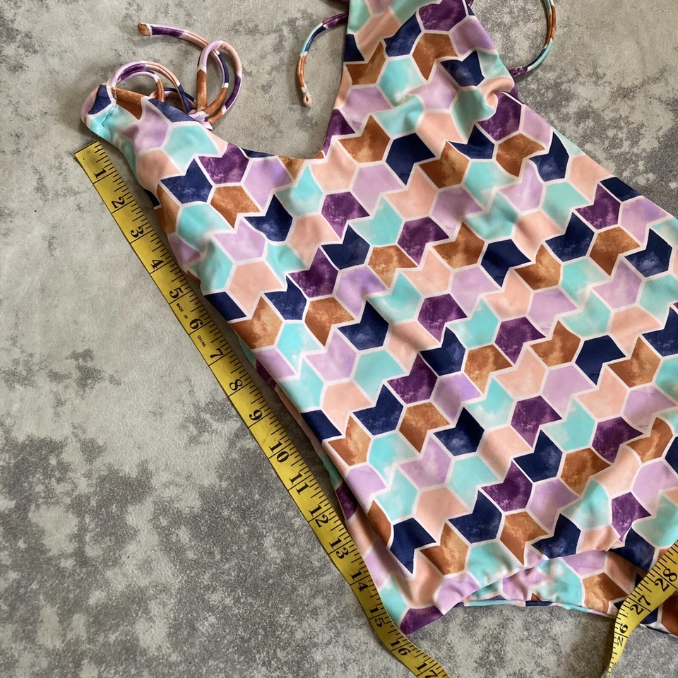 Tori Praver Swimwear Seafoam Size Medium Geometric Print One Piece Multicolor - Image 4 of 4