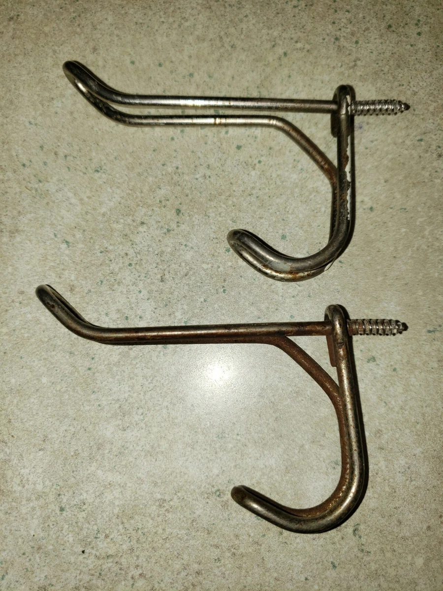 Set Of 2 Vintage Wire Coat Hooks, Flawed, Need Repainted, Other Lots Listed