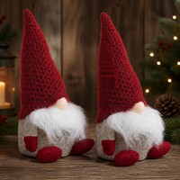 Weihnachtswichtel 16Cm(28Cm) Gnom 2StüCk Sitzend Beige-Rot Dekofigur Weihnachten