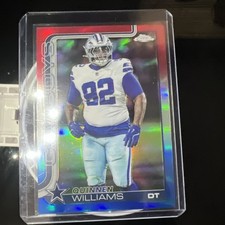 2025 Topps Chrome Football Quinnen Williams #72 Red White And Blue Refractor