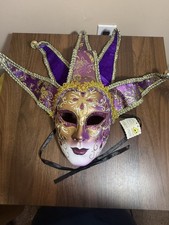 Venetian Style Jester Mask Gold and Purple Hand Painted