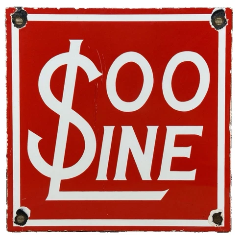 VINTAGE SOO LINE RAILROAD PORCELAIN SIGN TRAIN STATION GAS OIL CPKC