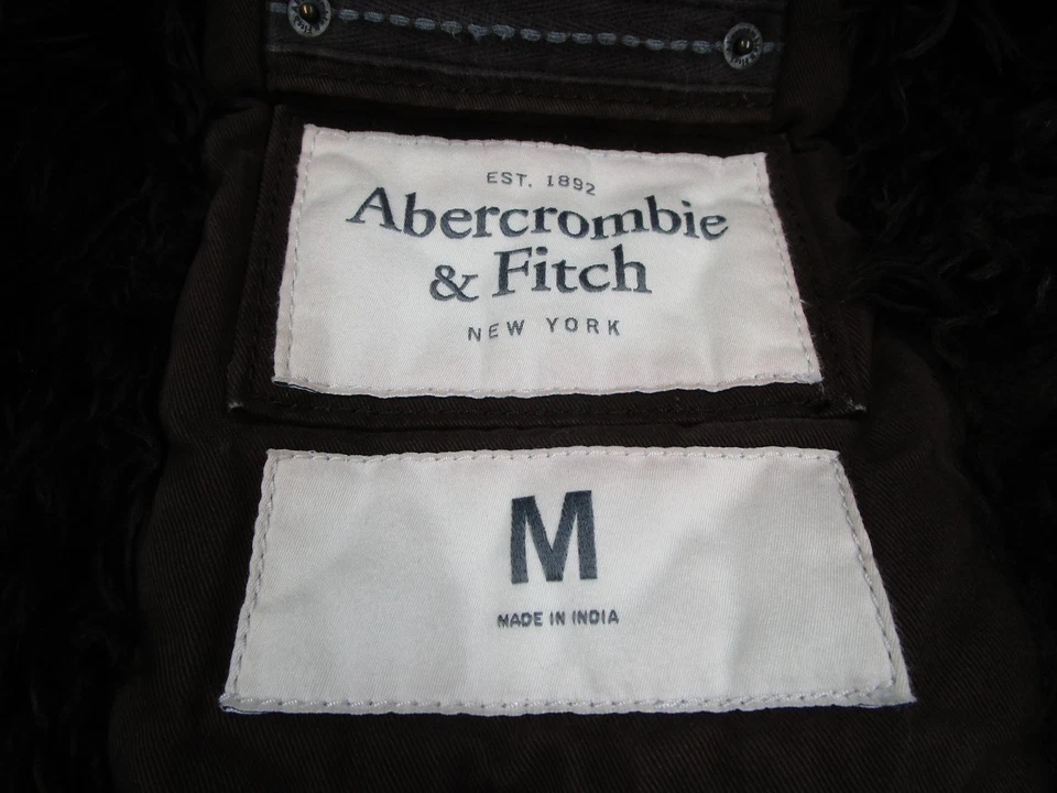 Abercrombie & Fitch Jacket Mens Medium Brown Faux Fur Lined Field Sawtooth - Image 3 of 4