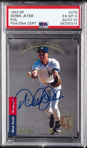 1993 SP FOIL #279 DEREK JETER ROOKIE RC PSA 6 DNA AUTO 10