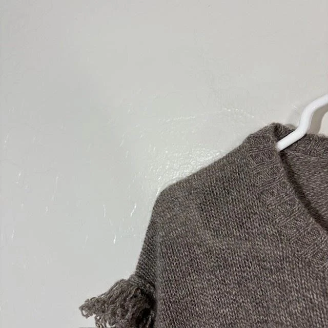 Suéter Aqua Cashmere Mujer Grande Marrón Flecos Pullover 100% Cachemira Tejido Suave Foto 2 de 4