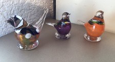 Vintage, 3 Stück Glas, Vogel, Handarbeit, Mu...