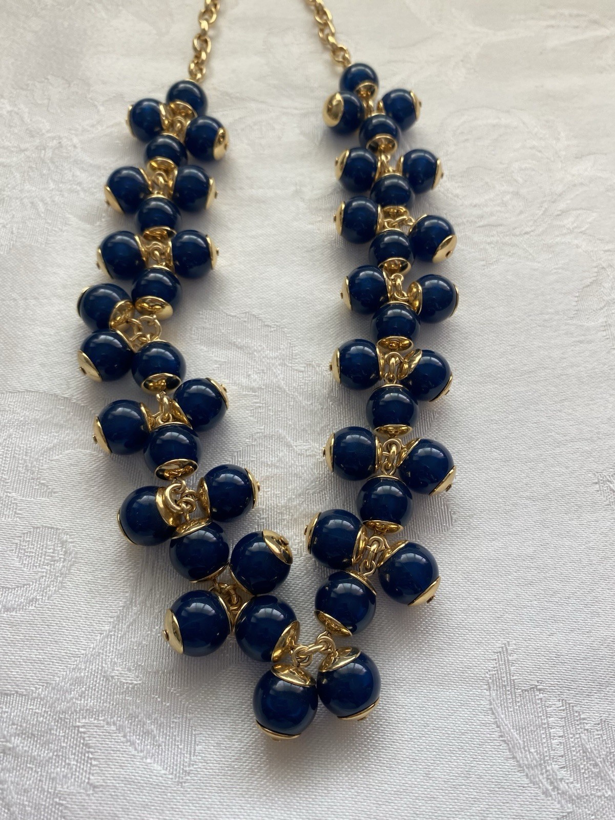 J Crew Nautical Theme Statement Necklace Gold/ Na… - image 2