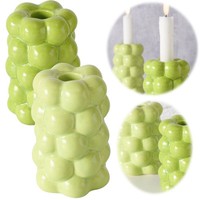 Design Keramik KerzenstäNder 2éR Set Veduras 10X8Cm GrüN Kerzenhalter Stabkerzen