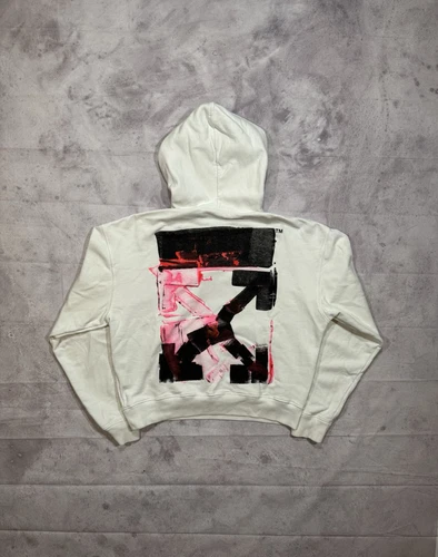 Felpa con cappuccio Off White acrilico frecce logo boxy ritagliata
