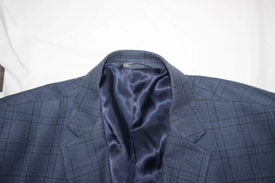 Abrigo deportivo Ralph Lauren para hombre 52L azul a cuadros seda lana 2B 2 ventilación Foto 2 de 4