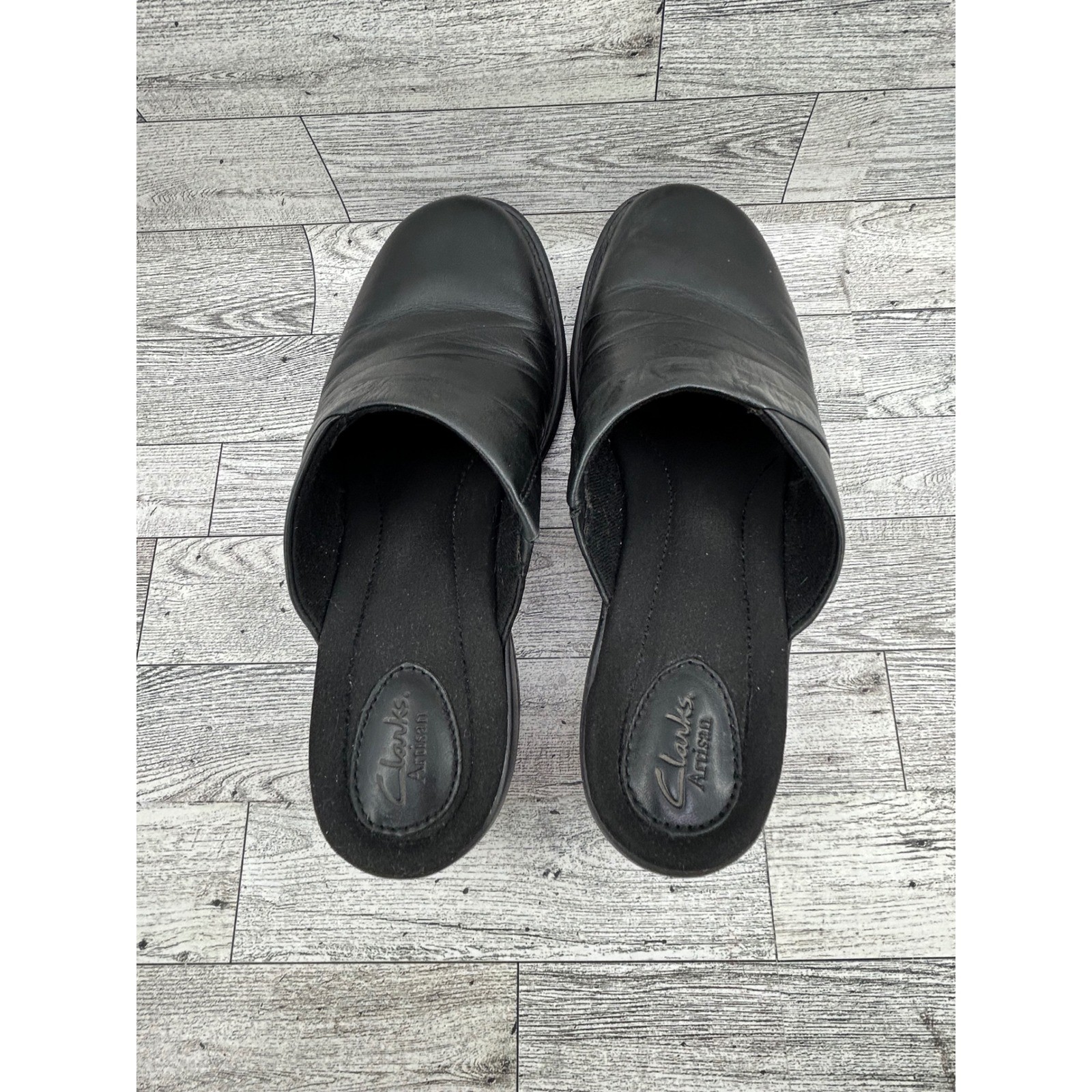 Clarks Artisan Black Leather Mule Clogs Slip On C… - image 8