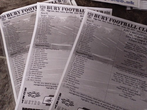 25 Bury Teamsheets 21 Home 4 Away - Picture 6 of 11