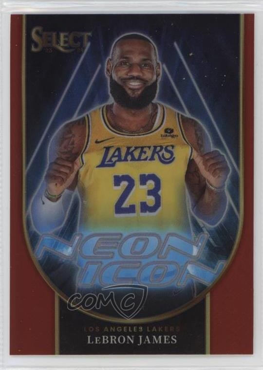 2023-24 Panini Select Neon Icons Red Prizm LeBron James #12 0xl5