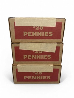 SEALED Bank Box 50 Rolls of Pennies $25 FV Unopened Unsearched FAST SHIP