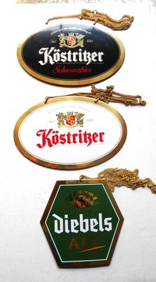 Zapfhahnschilder als Konvolut der Brauerei Köstritzer u.Diebels ,Metallschilder