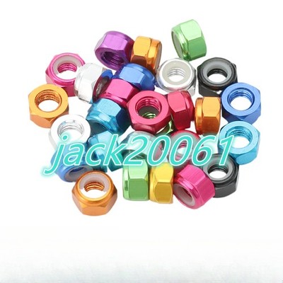 5PCS M2-M8 aluminum alloy colored nut nylon ring self-locking hexagon