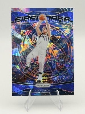 2024-25 Panini Prizm - Fireworks Luka Dončić #1 Blue Ice Prizm /125