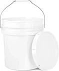 5 PACK 5-Gallon White Bucket Pail Container with Lid | Heavy-Duty Extra Durable