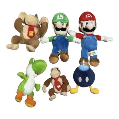 Lot Of 6 Super Mario Bros Plush Mario Luigi Yoshi Bob Omb (2) Donkey Kongs (n64)