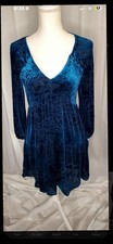 Whimsigoth Babydoll Dress Women Size 2 Floral Velvet Burnout Indie Fairy Grunge