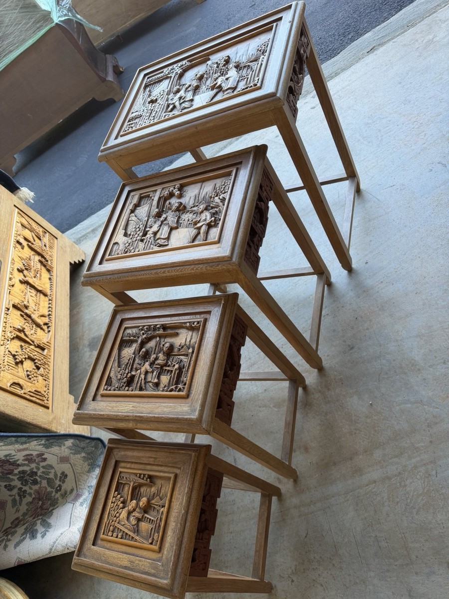Set of 4 Antique Vintage Asian Nesting Tables. | eBay
