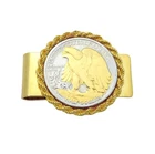 1943-S Walking Liberty 90% Silver Half Dollar/Gold Painted Eagle Coin Money Clip