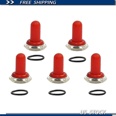 12mm Red Rubber Rocker Switch Knob Boot Cap, Waterproof, Pack 5
